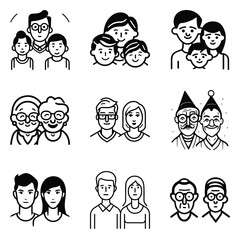 Peoples Flat Icon Set Isolated On White Background