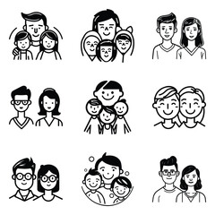 Peoples Flat Icon Set Isolated On White Background