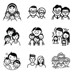 Peoples Flat Icon Set Isolated On White Background