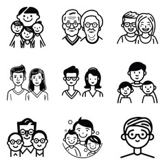 Peoples Flat Icon Set Isolated On White Background