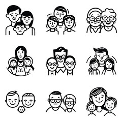 Peoples Flat Icon Set Isolated On White Background