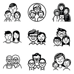 Peoples Flat Icon Set Isolated On White Background