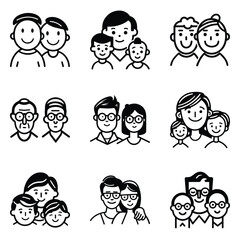 Peoples Flat Icon Set Isolated On White Background