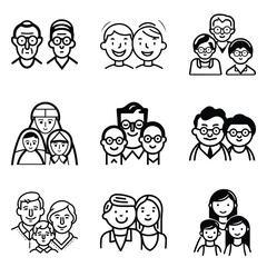 Peoples Flat Icon Set Isolated On White Background