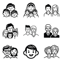 Peoples Flat Icon Set Isolated On White Background