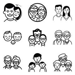 Peoples Flat Icon Set Isolated On White Background