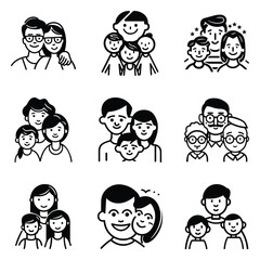 Peoples Flat Icon Set Isolated On White Background