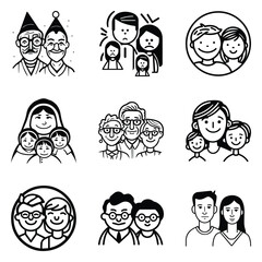 Peoples Flat Icon Set Isolated On White Background