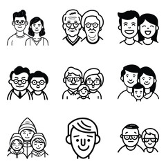 Peoples Flat Icon Set Isolated On White Background