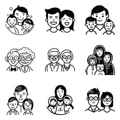 Peoples Flat Icon Set Isolated On White Background