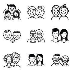 Peoples Flat Icon Set Isolated On White Background