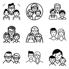 Peoples Flat Icon Set Isolated On White Background