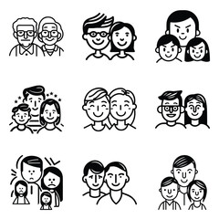 Peoples Flat Icon Set Isolated On White Background