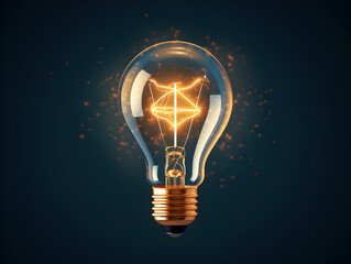 A glowing light bulb symbolises inspiration and ideas. Dark background