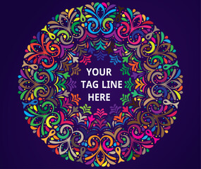 A Colorful Floral Mandala Design. Round colorful ornamental frame vector illustration. 