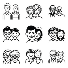 Fototapeta premium Peoples Flat Icon Set Isolated On White Background