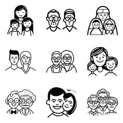 Peoples Flat Icon Set Isolated On White Background