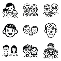 Peoples Flat Icon Set Isolated On White Background