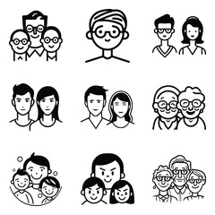 Peoples Flat Icon Set Isolated On White Background
