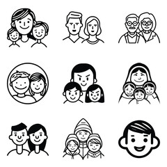 Peoples Flat Icon Set Isolated On White Background
