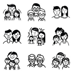 Peoples Flat Icon Set Isolated On White Background
