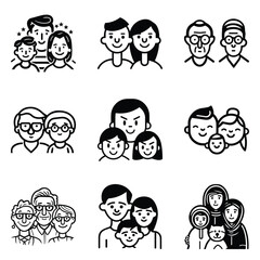 Peoples Flat Icon Set Isolated On White Background