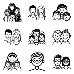 Peoples Flat Icon Set Isolated On White Background