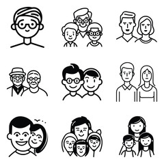 Peoples Flat Icon Set Isolated On White Background