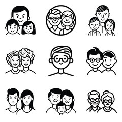 Peoples Flat Icon Set Isolated On White Background