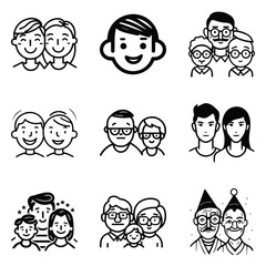 Peoples Flat Icon Set Isolated On White Background