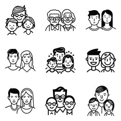 Peoples Flat Icon Set Isolated On White Background