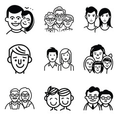 Peoples Flat Icon Set Isolated On White Background