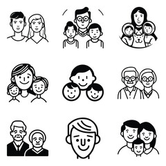 Peoples Flat Icon Set Isolated On White Background