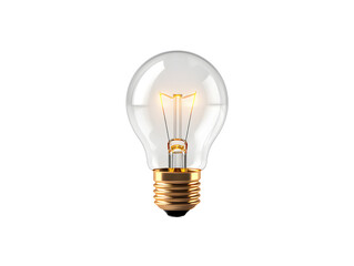 The glowing light bulb symbolises inspiration and ideas. No background, transparent png.