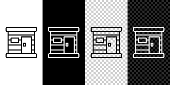Set line Sauna wooden bathhouse icon isolated on black and white,transparent background. Heat spa relaxation therapy bath and hot steam healthcare, relax therapy. Vector