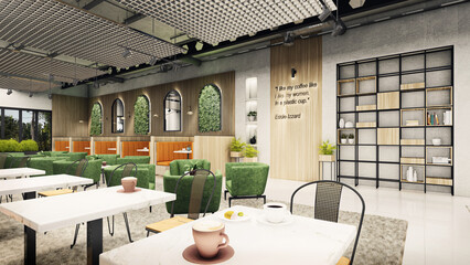 Concept design of modern Restaurant lounge bar 