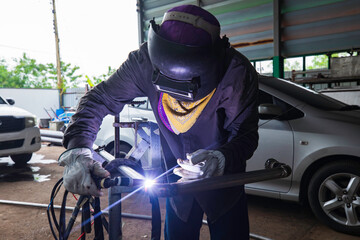 Obraz premium Repair pipe stainless argon welding construction