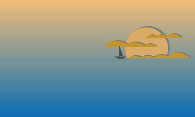 Sunset sea view background illustration
