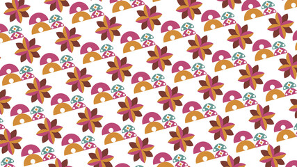 Mosaic abstract with flowers seamless pattern background