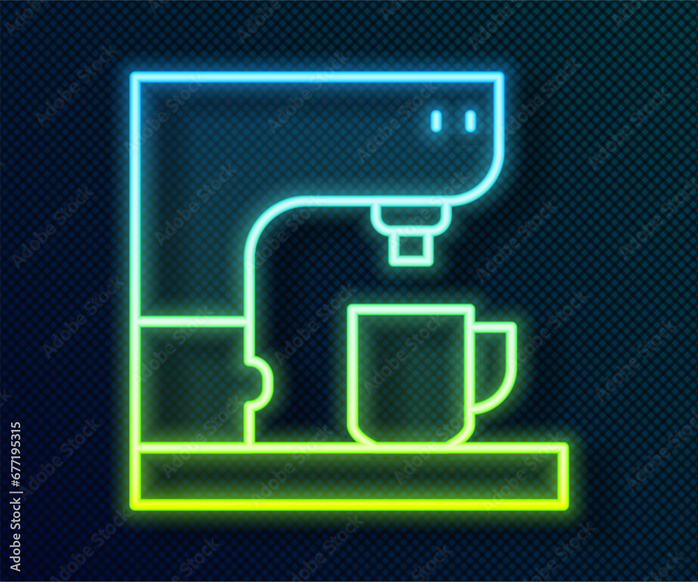 Poster glowing neon line coffee machine icon isolated on black background. vector