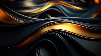 Abstract wavy liquid gold and black color background