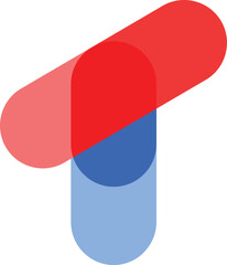 Capsule with pills forming a Letter T monogram