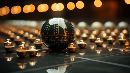 Globe on the table with bokeh background, business concept - obrazy, fototapety, plakaty
