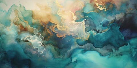 Transparent delicate duotone azure and fawn watercolor texture similar sea or sky.