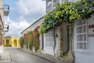 Street in the old town Cartagena de Indias, Colombia