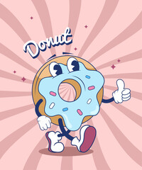 sweet tasty groovy donut cartoon illustration graphic design