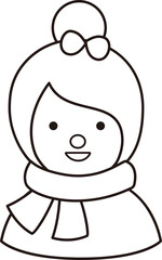 Portrait of girl wearing scarf outline