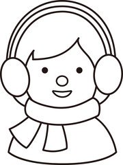 Portrait of girl wearing scarf outline