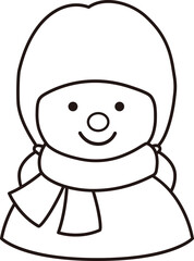 Portrait of girl wearing scarf outline