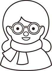 Portrait of girl wearing scarf outline